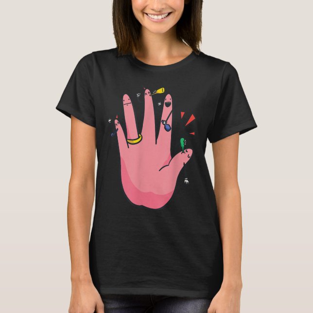 5 Finger Verlobung Hand Party Best Verlobte Bride  T-Shirt (Vorderseite)