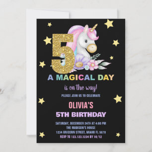 5. Floral Einhorn Geburtstag Einladungen