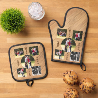 5 Foto Bester Vater je 20XX Holzkörner Diagonal Ofenhandschuh & Topflappen-Set
