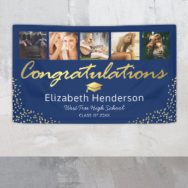 5 Foto Blue Gold Graduation Party Banner