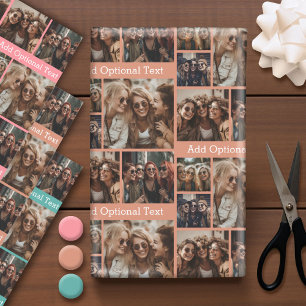 5 Foto Collage - Best Friends Coral Aquamarin Natu Geschenkpapier Set
