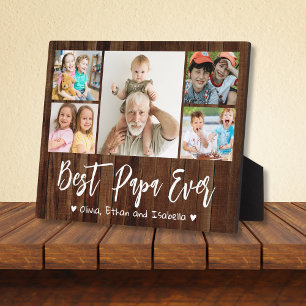 5 Foto Collage Best Papa Ever Grandkids Wood Fotoplatte