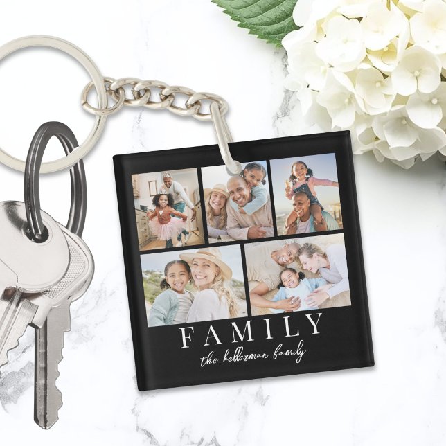 5 Foto Collage Doppelseitig Schlüsselanhänger (5 Photo Collage Double Sided Keychain )
