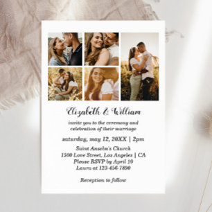 5 Foto Collage Elegante Hochzeit Einladung