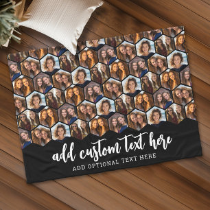 5 Foto Collage Funky Hexagon Muster - schwarz Fleecedecke
