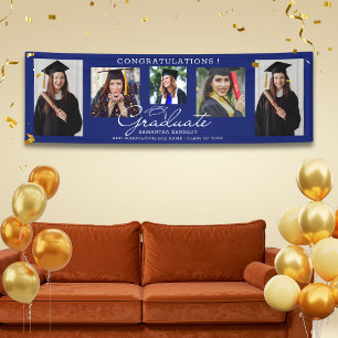 5 Foto-Collage Gratulation Absolvent 2026 Blau Banner
