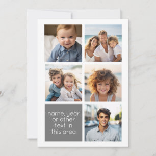 5-Foto-Collage Graue Textbox - Einfach, Modern Feiertagskarte