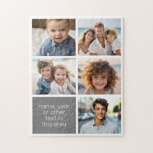 5-Foto-Collage Graue Textbox - Einfach, Modern Puzzle