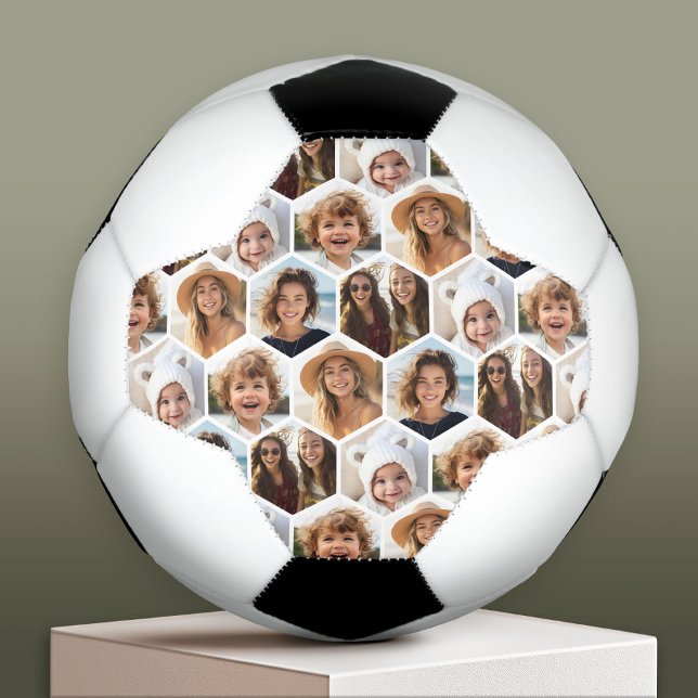 5 Foto Collage Honeycomb Hexagon Muster - weiß Fußball (Custom Soccer Ball)