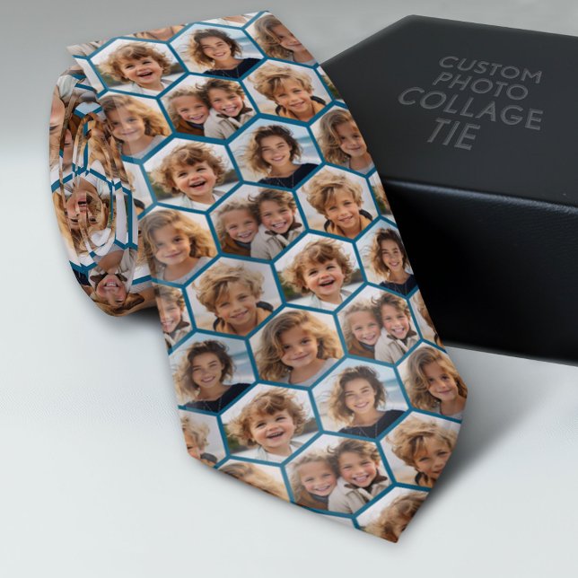 5 Foto Collage Honeycomb Muster sein Patient Krawatte (Photo Collage Neck Tie - Add Your Favorite Photos)