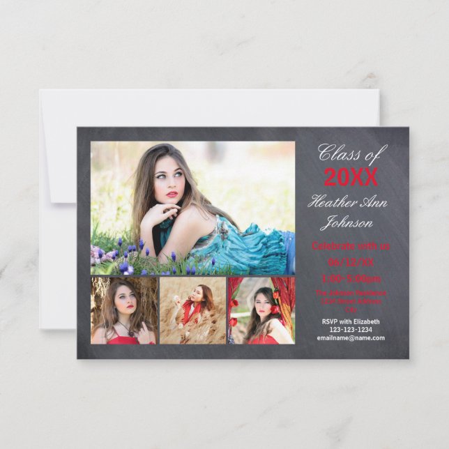 5 Foto-Collage - Mitteilung des Abschluss-3x5 Einladung (Vorderseite)