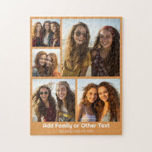 5-Foto-Collage Optionaler Text - Minimal Modern Puzzle
