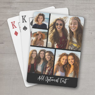 5-Foto-Collage Optionaler Text -- Schwarz und Weiß Spielkarten