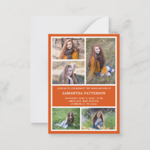 5 Foto-Collage Orange & Weiße Abschlussfeier Mitteilungskarte