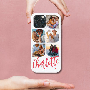 5-Foto-Collage Rosa Schrift Name Herz Case-Mate iPhone Hülle