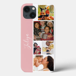 5-Foto-Collage-Skript in Rosa und Weiß Case-Mate iPhone Hülle