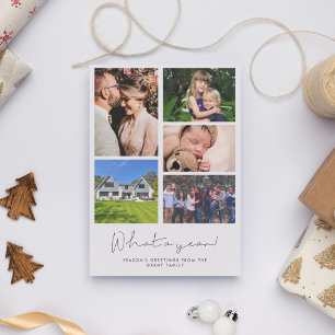 5 Foto Collage What a Year in Review Family Feiertagskarte