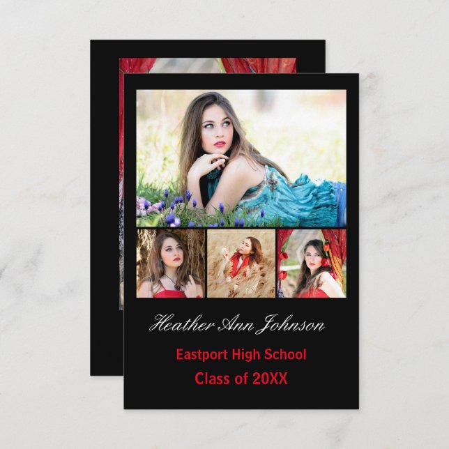 5 Foto-Collagen-Vertikale - Mitteilung des Einladung (Vorne/Hinten)