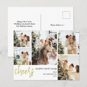5 Foto Elegantes Script Modernes Glück Neues Jahr Feiertagspostkarte