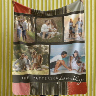 5-Foto-Familien-Collage Rustikaler abstrakter Name Sherpadecke