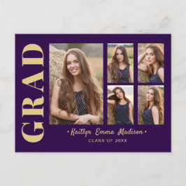 5 Foto Grad Collage Modernes Drehbuch Lila und Gol Postkarte