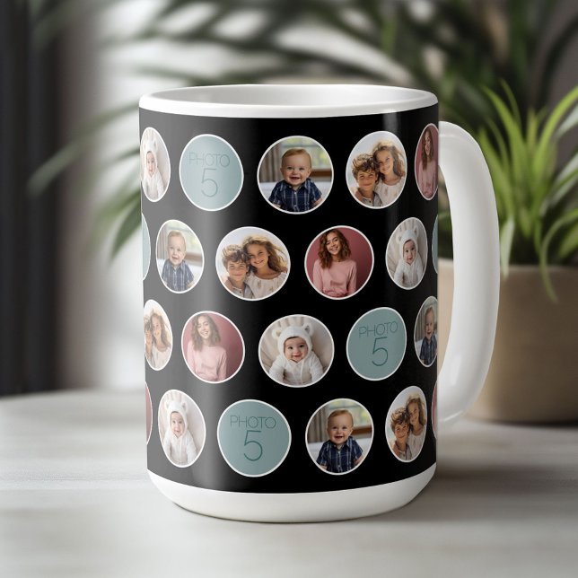 5-Foto-Grenzstreifen - Schwarz-weiß Kaffeetasse (Custom Photo Collage Mug)