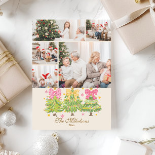 5 Foto Helle Bandbäume Feiertagsfamilie Feiertagskarte