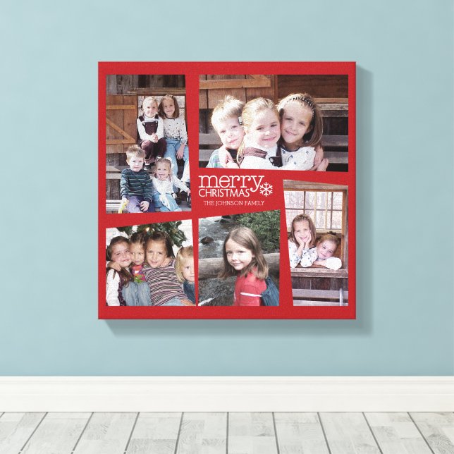 5 Foto Holiday Collage Retro Freude und Frieden Gr Leinwanddruck (Insitu (Holzboden))