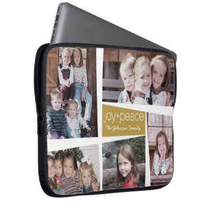 5 Foto Holiday Collage Retro Freude und Frieden -  Laptopschutzhülle