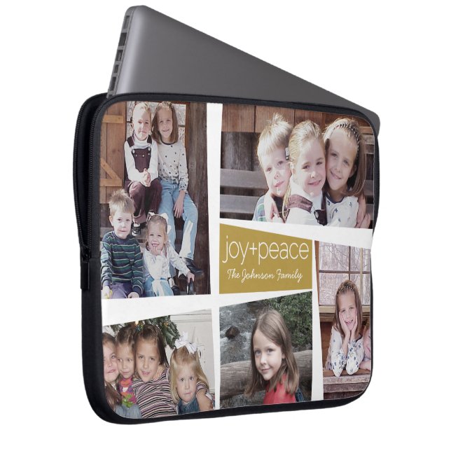 5 Foto Holiday Collage Retro Freude und Frieden -  Laptopschutzhülle (Vorne Rechts)