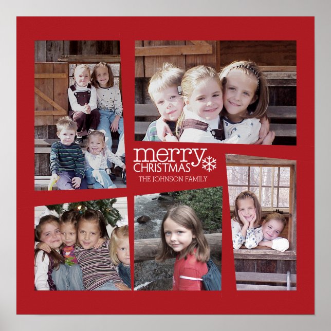 5 Foto Holiday Collage - Rot Poster (Vorne)