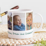 5 Foto Liebe Sie Papa Vatertag 2023 Grün Kaffeetasse<br><div class="desc">Niedliche väterliche Tasse personalisiert mit 5 Fotos,  Liebe Sie Papa Typografie und Kindernamen.</div>