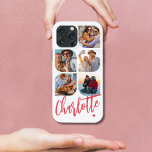 5 Foto Modernes Trendy Einfache Personalisierte Be Case-Mate iPhone Hülle<br><div class="desc">5 Foto Modern Trendy Simple Heart Personalisiert Name iPhone Cases enthält fünf Ihrer Lieblings-Fotos mit Ihrem personalisierten Namen in eleganten rosa Kalligraphie-Skript mit einem Liebe Herz. Personalisieren Sie diese, indem Sie den Text in dem dafür vorgesehenen Textfeld bearbeiten. Perfekt zum Geburtstag, Weihnachten, Muttertag, Babyduschen, Brautpartys, Mama, Schwester, Cousins, beste Freunde...</div>