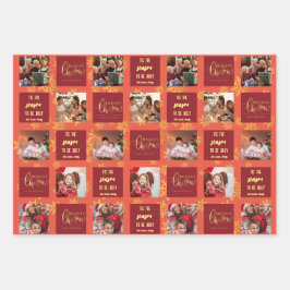 5 Foto Red Blue Black Frohe Weihnachten. Geschenkpapier Set