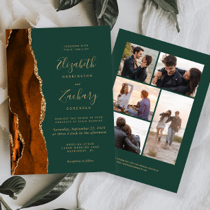 5-Foto-Rostgold-Achat-Dunkelgrüne-Hochzeit Einladung