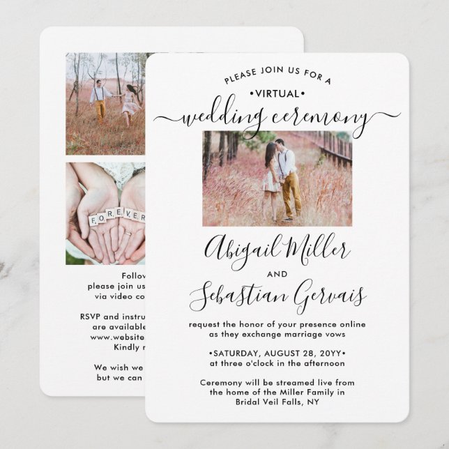 5 Foto Virtual Wedding Livestream Long Distance Einladung (Vorne/Hinten)