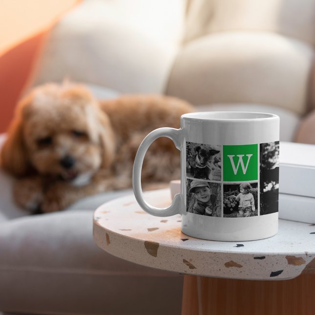 5-Foto-Vorlage Personalisiertes Monogramm Tasse (Von Creator hochgeladen)