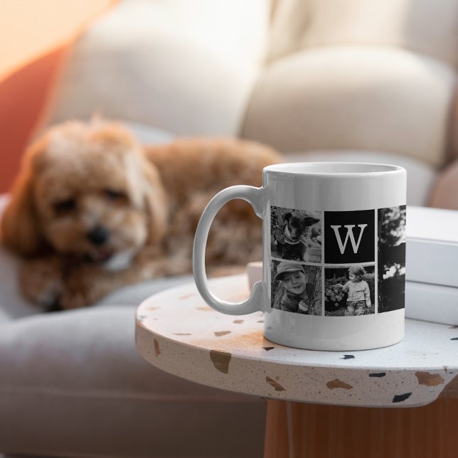 5-Foto-Vorlage Personalisiertes Monogramm Tasse (Von Creator hochgeladen)