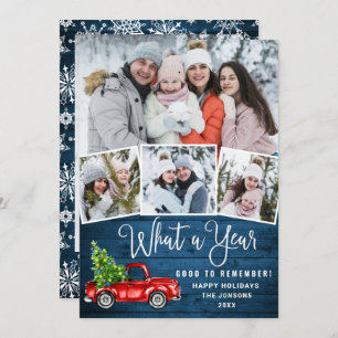 5 Foto Was für ein Jahr 2021 Weihnachtsroter Farm Feiertagskarte