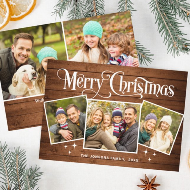 5 FOTO Weihnachten Rustic Brown Wood Gruß Boho (Von Creator hochgeladen)