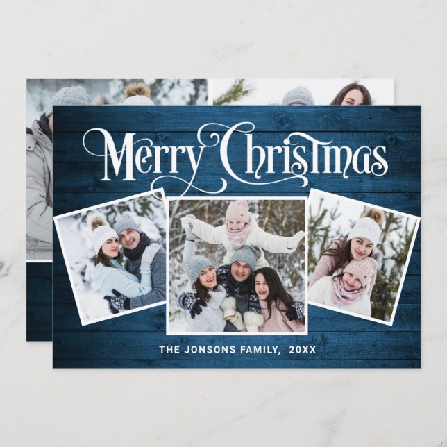 5 FOTO Weihnachten Rustikal Blauer Wald Gruß (Vorne/Hinten)