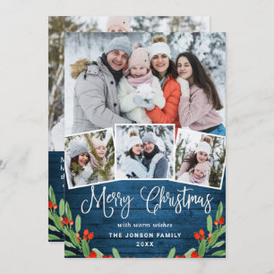 5 FOTO Weihnachten Rustikal Blauer Wald Gruß