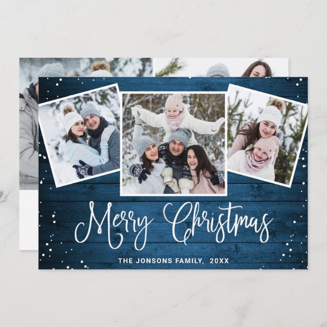 5 FOTO Weihnachten Rustikal Blauer Wald Gruß (Vorne/Hinten)