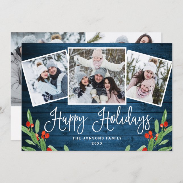 5 FOTO Weihnachten Rustikal Blauer Wald Gruß (Vorne/Hinten)