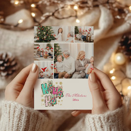 5 Foto Whimsical Ho Ho Weihnachtsfamilie Feiertagskarte