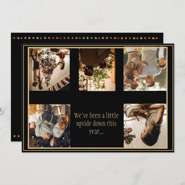 5 FotoCollage Abends Weihnachtsfeiertag Feiertagskarte (Vorne/Hinten)