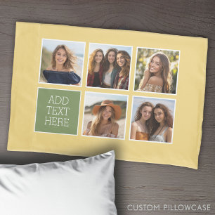 5 FotoCollage - mit Lemon und Sage Background Kissenbezug