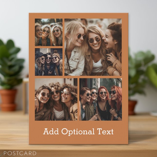5 Fotocollage Optionaler Text — Farbe bearbeiten Postkarte (Photo Postcard - Customize with your pictures)