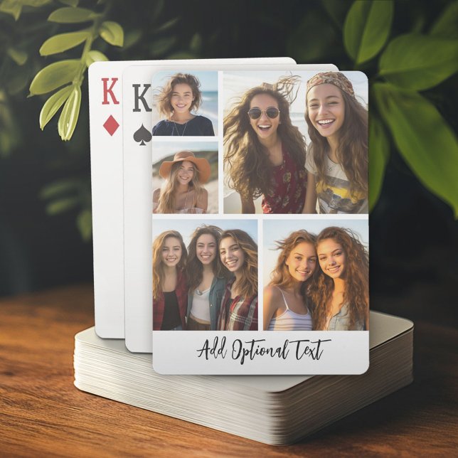 5 Fotocollage Optionaler Text — Farbe bearbeiten Spielkarten (Custom Poker Playing Cards)