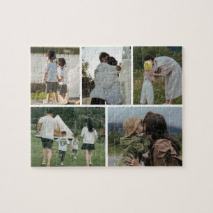 5 Fotos Collage Personalisiertes Familien-Puzzle Puzzle